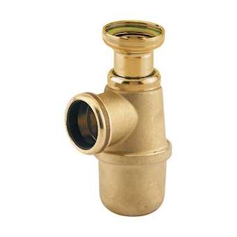 Siphon évier laiton, réglable 50/100 mm, sortie D40, h sous évier 135/185 mm NF|Valentin-VA236720000900