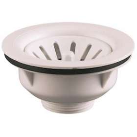 Bonde évier D90 mm, panier blanc D76 mm,cuvette D114 mm, serrage 0/24 mm|Valentin-VA239010014200