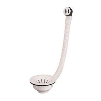 Bonde évier D90 mm trop plein, panier blanc D76mm,cuvette D114mm, serrage 0/2|Valentin-VA239110014200