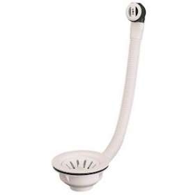 Bonde évier D90 mm trop plein, panier blanc D76mm,cuvette D114mm, serrage 0/2|Valentin-VA239110014200