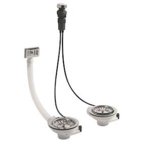 Bonde évier 2 cuves D90 mm commande à cable,cuvette D113 mm, serrage 0/18 mm|Valentin-VA243800000000