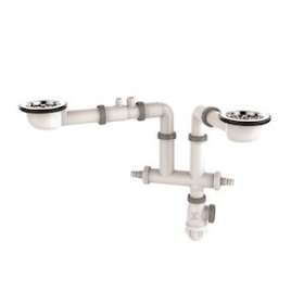 Vidage complet gain d'espace, TBXP, évier 2 cuves D90 h 64 mm, sortie D40|Valentin-VA239720000000