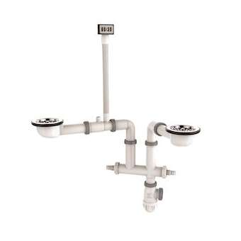 Vidage complet gain d'espace, TBXP pour évier 2 cuves D90 avec trop plein, sorti|Valentin-VA239730000000