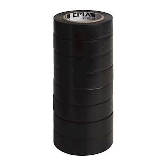 Ruban d'isolation 15 mm x 10 m x 0.15 mm noir (x 8)|EMX-EMX103003