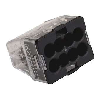 Borne de connexion automatique 8 entrées transparente noire (x 50)|EMX-EMX103408