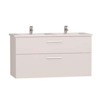 Integra meuble&plan céramique lavabo double,deux tiroirs, blanc haute brillance|Vitra France-GIR61785