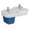Sento Kids lavabo double, 85 cm, 2 hauteurs, avec trop-plein, blanc