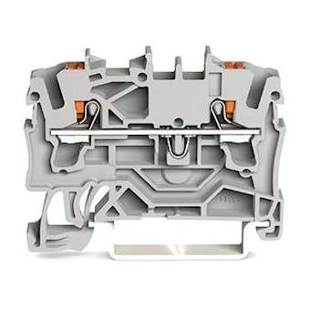 Borne de passage pour 2 conducteurs avec poussoir 2,5mm², gris|Wago contact-WAG2202-1201