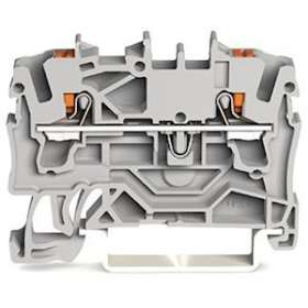 Borne de passage pour 2 conducteurs avec poussoir 2,5mm², gris|Wago contact-WAG2202-1201