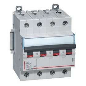 Disjoncteur DX³ 6000 -vis/vis- 4P- 400V~-10A-courbeC-peigne HX³ trad 4P - 4M|Legrand-LEG407896
