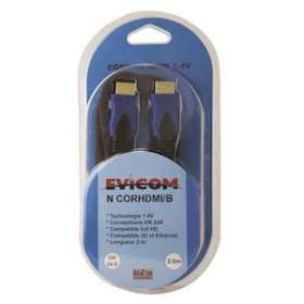 Cordon HDMI mâle/mâle - 2 mètres sous blister|Evicom-EVCNCORHDMIB