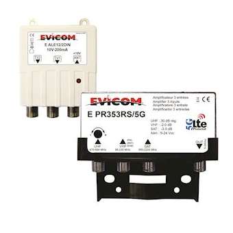 Kit préamplificateur 30 dB avec couplage SAT et VHF + alim. 10 Vcc 2 sorties|Evicom-EVCEKEV353RS5G
