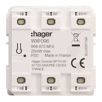 Emetteur radio mural, gallery, quicklink, plat, pile plate, 6 postes|Hager-HAGWXF096