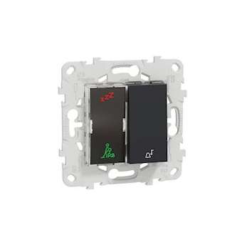 Unica - sonnette + voyant indicateur chambre hôtel - Anthracite - méca + support|Schneider Electric-SCHNU577754