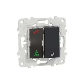 Unica - sonnette + voyant indicateur chambre hôtel - Anthracite - méca + support|Schneider Electric-SCHNU577754