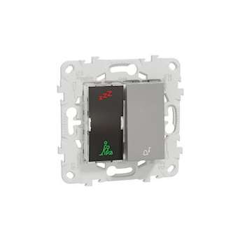 Unica - sonnette + voyant indicateur chambre hôtel - Alu - méca + support|Schneider Electric-SCHNU577730