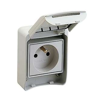 PratiKa - prise de courant FR 2P+T - 65x85mm - 10/16A 250V - IP55 - gris RAL7035|Schneider Electric-SCH81140
