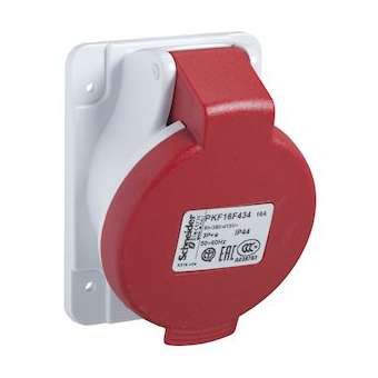 PratiKa - socle de prise inclinée -16A - 3P+T - 380-415 V CA- IP44 - à vis|Schneider Electric-SCHPKF16F434