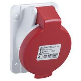 PratiKa - socle de prise inclinée -16A - 3P+T - 380-415 V CA- IP44 - à vis|Schneider Electric-SCHPKF16F434