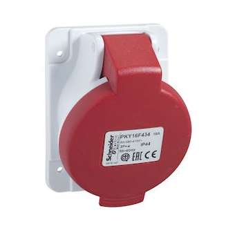 PratiKa - socle de prise industrielle coudée 16 A - 3P+T - 380-415 V CA - IP44|Schneider Electric-SCHPKY16F434