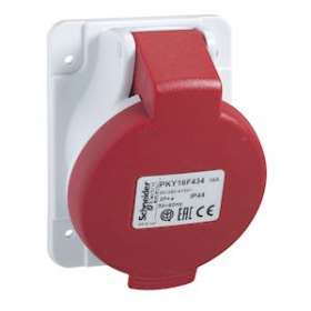 PratiKa - socle de prise industrielle coudée 16 A - 3P+T - 380-415 V CA - IP44|Schneider Electric-SCHPKY16F434