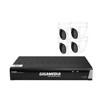 Kit vidéo surveillance 5MP 4 caméras dômes + 1 NVR PoE 8 canaux + 2 To HDD|Gigamedia-GGMKITIP48CD5MP