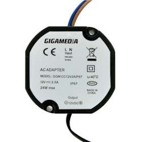 Alimentation 1 sortie 12 VDC / 2 A, IP67|Gigamedia-GGMCC12V2AIP67