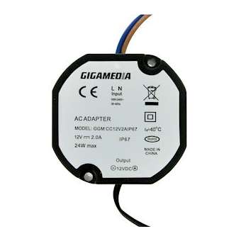 Alimentation 1 sortie 12 VDC / 2 A, IP67|Gigamedia-GGMCC12V2AIP67