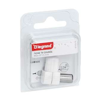 Fiche télévision coaxiale normalisée mâle sortie latérale D9,52mm|Legrand-LEG091019