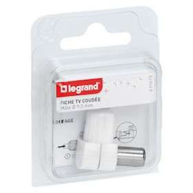 Fiche télévision coaxiale normalisée mâle sortie latérale D9,52mm|Legrand-LEG091019