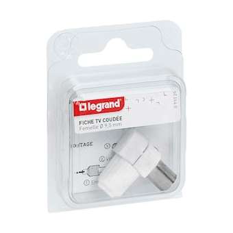 Fiche télévision coaxiale normalisée femelle sortie latérale D9,52mm|Legrand-LEG091020