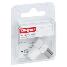 Fiche télévision coaxiale normalisée femelle sortie latérale D9,52mm|Legrand-LEG091020
