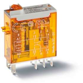 Relais miniature 2RT 8A 230V AC, indicateur mécanique + bouton test|Finder-FID465282300040