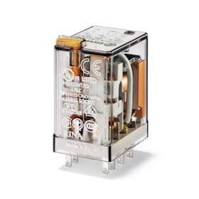 Relais industriel 2RT 10A 230V AC, bouton test et indicateur mécanique|Finder-FID553282300040