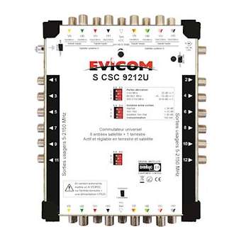 Commutateur universel 9 câbles 8 sat. + terrestre, 12 sorties|Evicom-EVCSCSC9212U