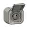 Prise de courant 2P+T Plexo complet saillie gris