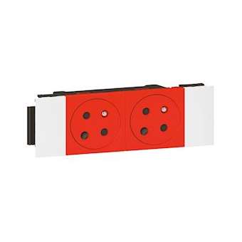 Prise 2x2P+T Surface Mosaic Soluclip goulotte clippage direct 4 modules -rouge|Legrand-LEG077122L