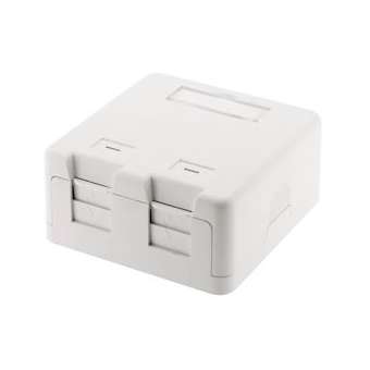 Boîtier 2 ports RJ45 keystone avec volets de protection, blanc|Gigamedia-GGMBOX002KV