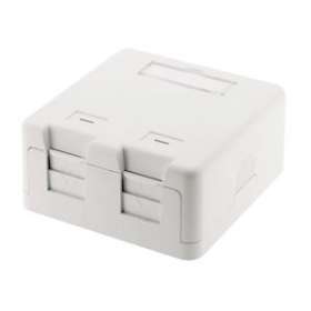 Boîtier 2 ports RJ45 keystone avec volets de protection, blanc|Gigamedia-GGMBOX002KV