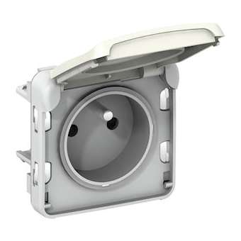 Prise de courant étanche 2P+T avec éclips Plexo composable IP55 16A 250V - blanc|Legrand-LEG069621