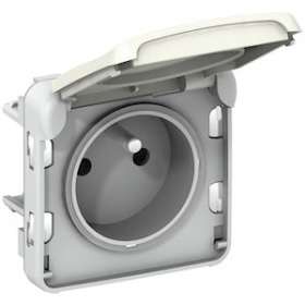 Prise de courant étanche 2P+T avec éclips Plexo composable IP55 16A 250V - blanc|Legrand-LEG069621