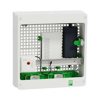 Resi9 Coffret VDI 18M2R - Switch 9ports PoE - 2 prises - grade 3TV 8xRJ45 cat6a|Schneider Electric-SCHR9H18402VDIXS