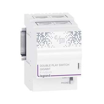 Centrale Double Play 1 Gigabit 4 sorties RJ45 - 2,5 modules|Legrand-LEG413121