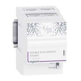 Centrale Double Play 1 Gigabit 4 sorties RJ45 - 2,5 modules|Legrand-LEG413121