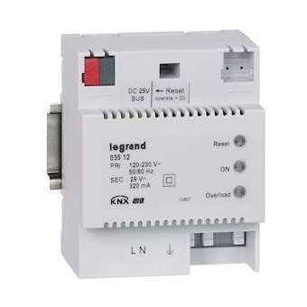 Alimentation modulaire pour ligne BUS KNX 320mA - 4 modules|Legrand-LEG003512