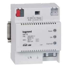 Alimentation modulaire pour ligne BUS KNX 320mA - 4 modules|Legrand-LEG003512