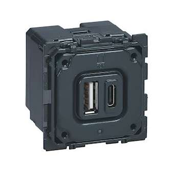 Chargeur double USB Céliane Type-A et Type-C 3A 15W|Legrand-LEG067465