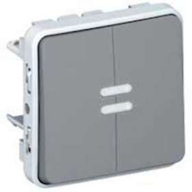 Double poussoir inverseur étanche NO+NF lumineux Plexo composable IP55 10A gris|Legrand-LEG069546