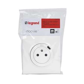Prise de courant Surface 2P+T avec chargeur USB Type-C dooxie complet - blanc|Legrand-LEG095016