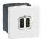 Chargeur 2 USB Type-C 3A 5V 15W Mosaic 2 modules 230V - blanc